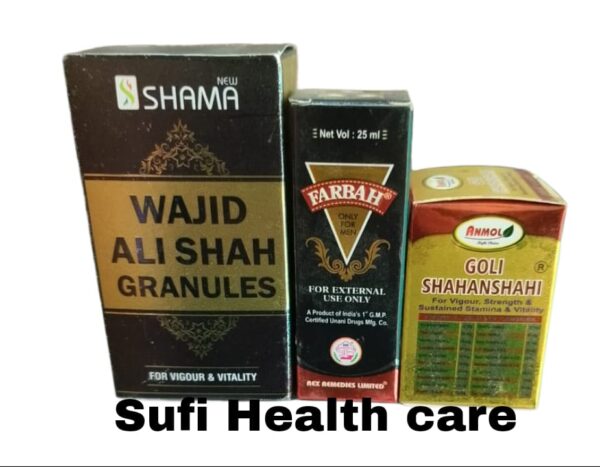 New shama wajid ali shah granules 100gm Goli Shahanshahi 30pills Farbha oil 25ml