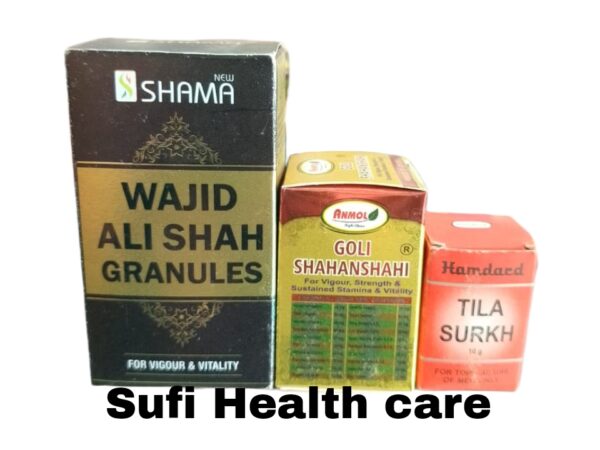 New shama wajid ali shah granules 100gm Goli Shahanshahi 30pills Tila surkh 10gm