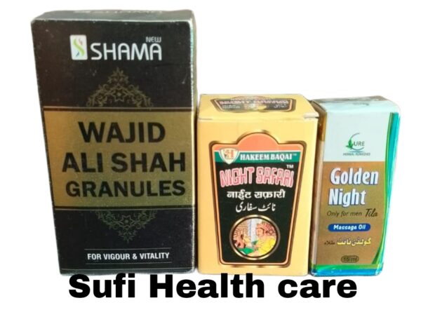 New shama wajid ali shah granules 100gm Night safari 40pills Golden night tila 15ml