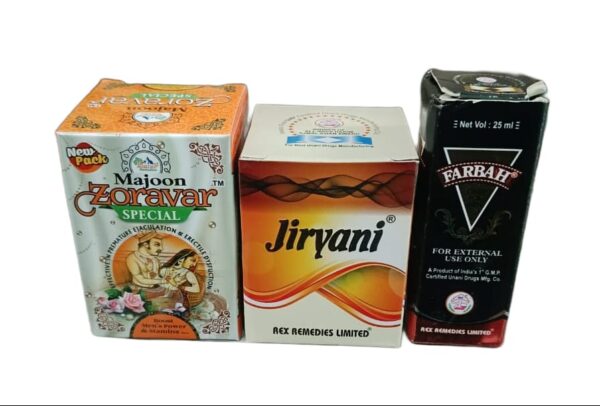 (Majoon zoravar 150gm) (Jiryani 80pills) (Farbah oil 15ml)