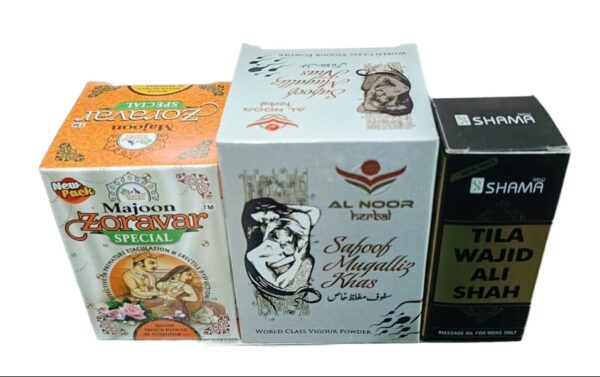 Majoon Zoravar Specil 150gm Safoof Mughlliz khas 100gm Tila wajid ali shah 15ml