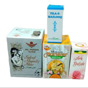 sufi health care Safoof mughalliz khas 125gm Majoon zoravar special 150gm Tila- e-majlooq 10ml FREE Araq e gula