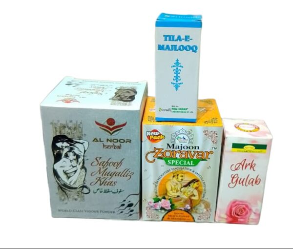 sufi health care Safoof mughalliz khas 125gm Majoon zoravar special 150gm Tila- e-majlooq 10ml FREE Araq e gula