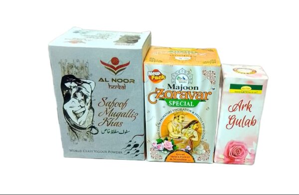 sufi health care Safoof mugalliz khas 125gm Majoon zoravar special 150gm FREE Arq gulab